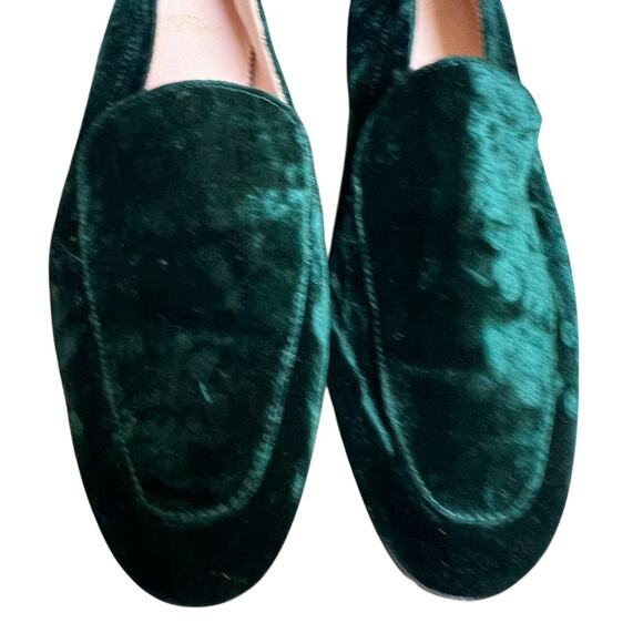 J Crew Green Cecile Smoking Velvet Slipper Loafers Size 8 - Picture 3 of 12